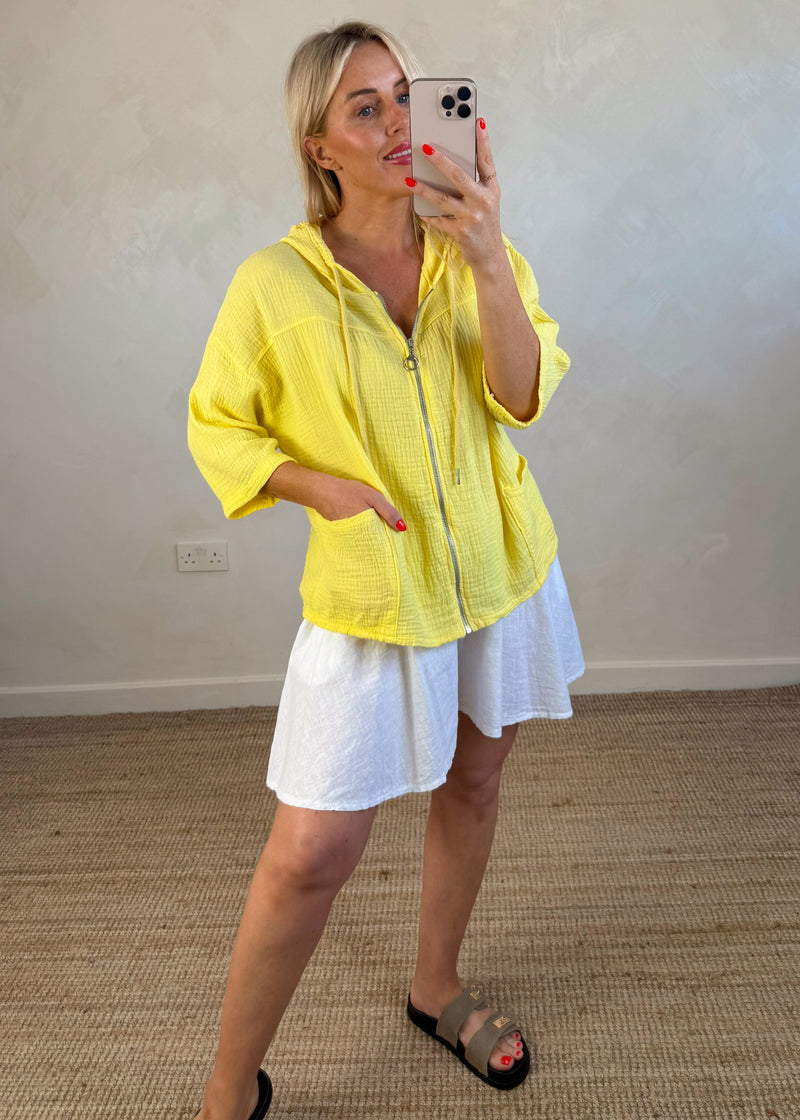 Joey Cheesecloth hoodie - lemon-The Style Attic