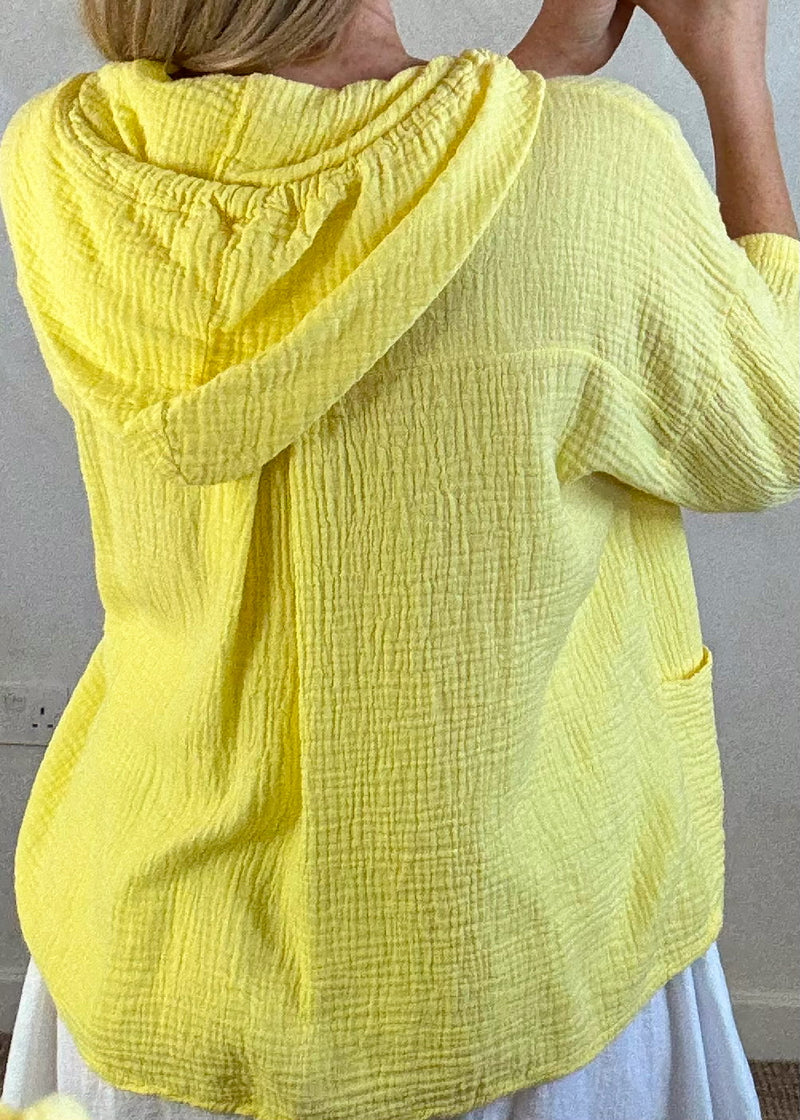 Joey Cheesecloth hoodie - lemon-The Style Attic