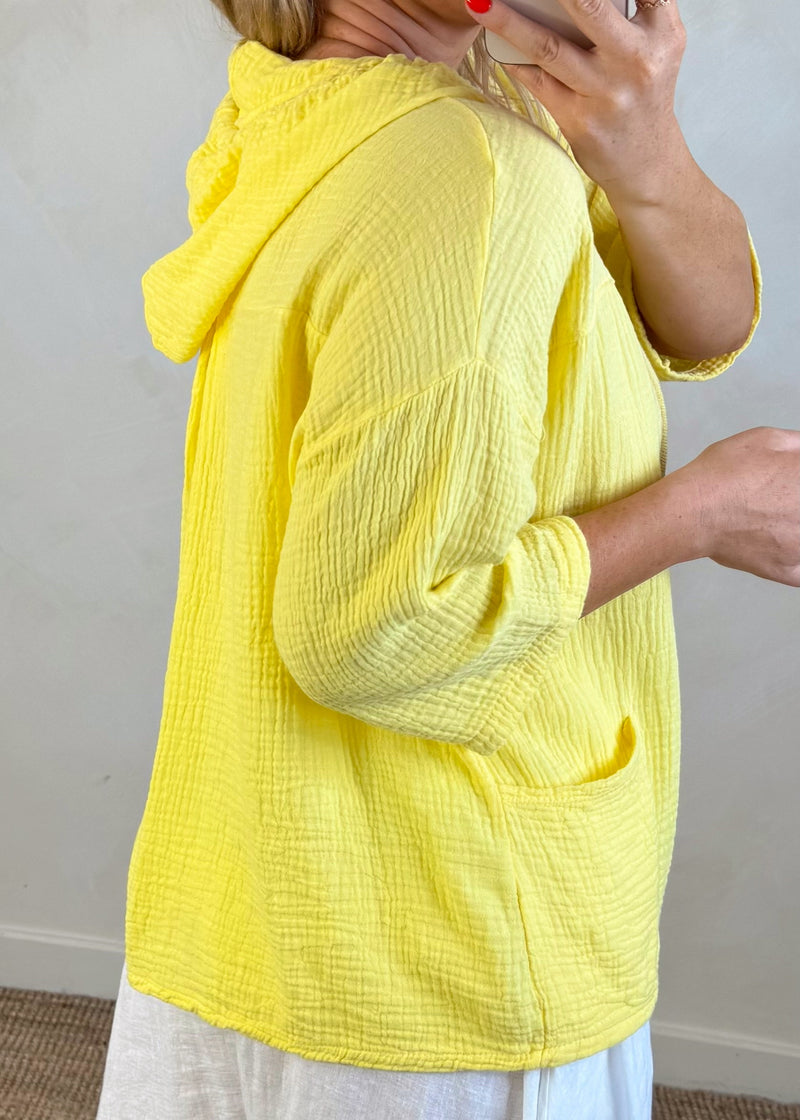 Joey Cheesecloth hoodie - lemon-The Style Attic
