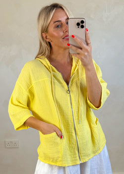 Joey Cheesecloth hoodie - lemon-The Style Attic