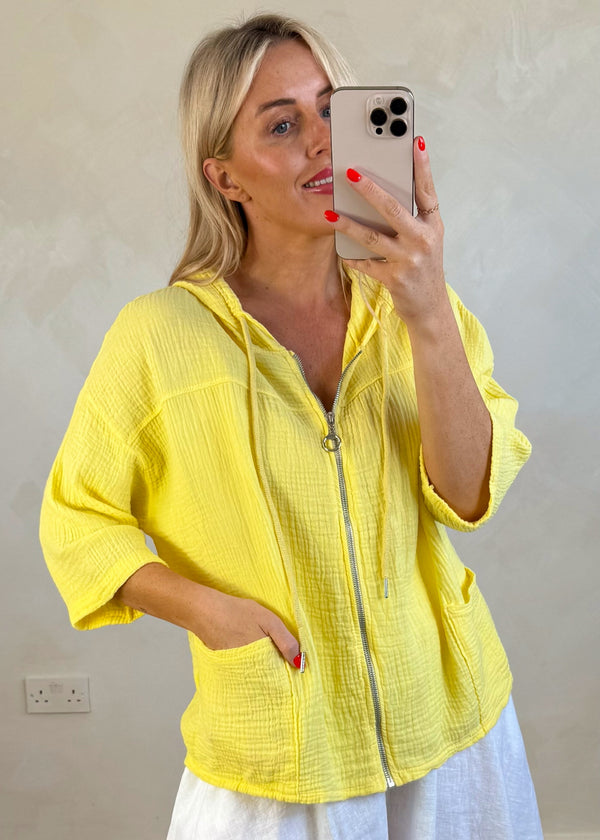 Joey Cheesecloth hoodie - lemon-The Style Attic