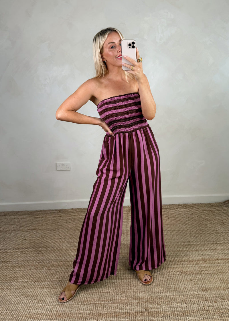 Jolie striped jumpsuit - pink/burgundy-The Style Attic