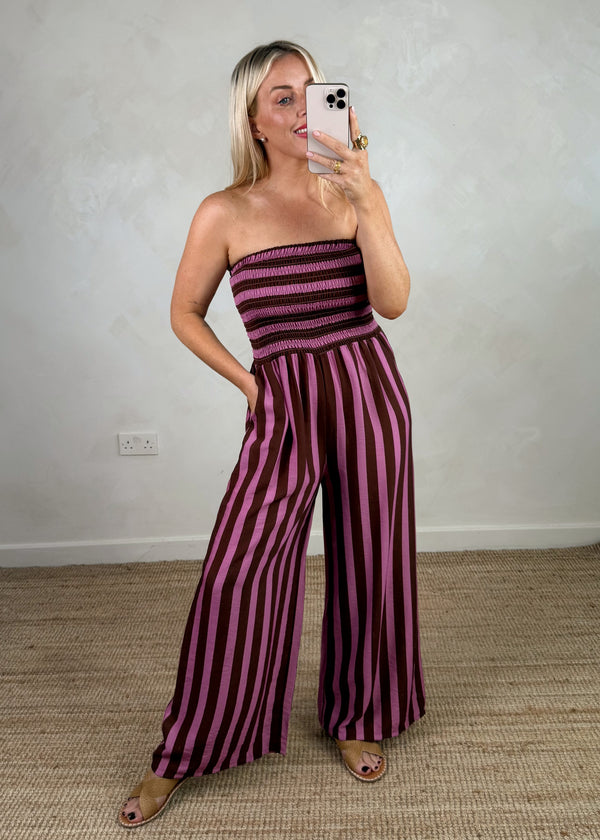 Jolie striped jumpsuit - pink/burgundy-The Style Attic