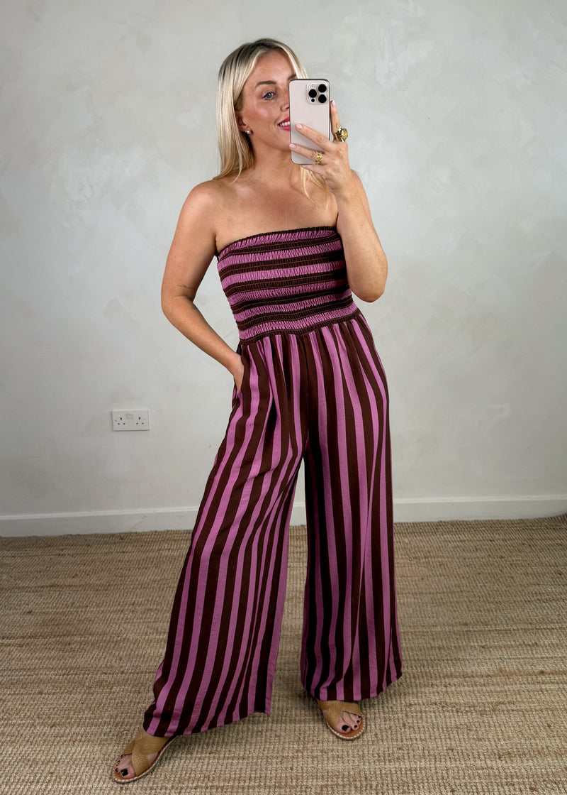 Jolie striped jumpsuit - pink/burgundy-The Style Attic