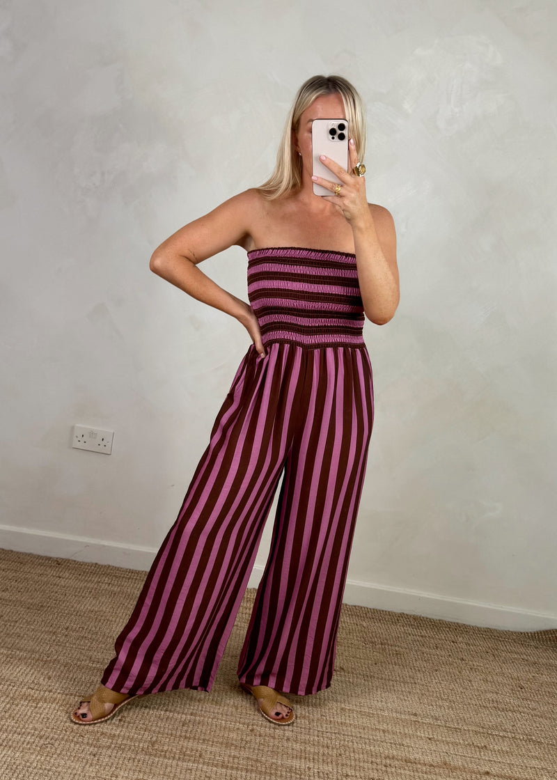 Jolie striped jumpsuit - pink/burgundy-The Style Attic