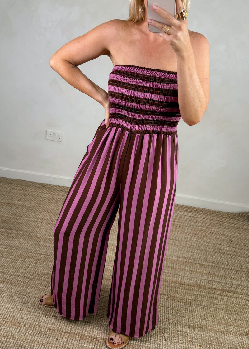 Jolie striped jumpsuit - pink/burgundy-The Style Attic