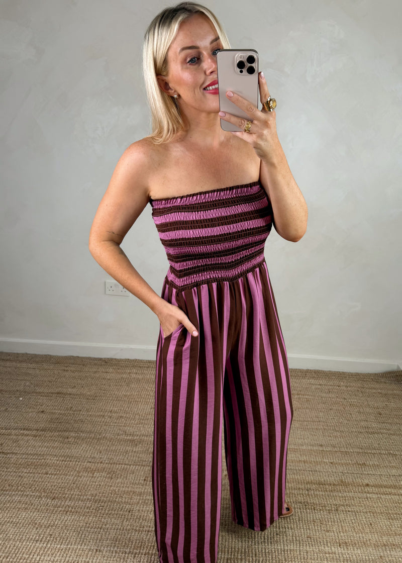 Jolie striped jumpsuit - pink/burgundy-The Style Attic