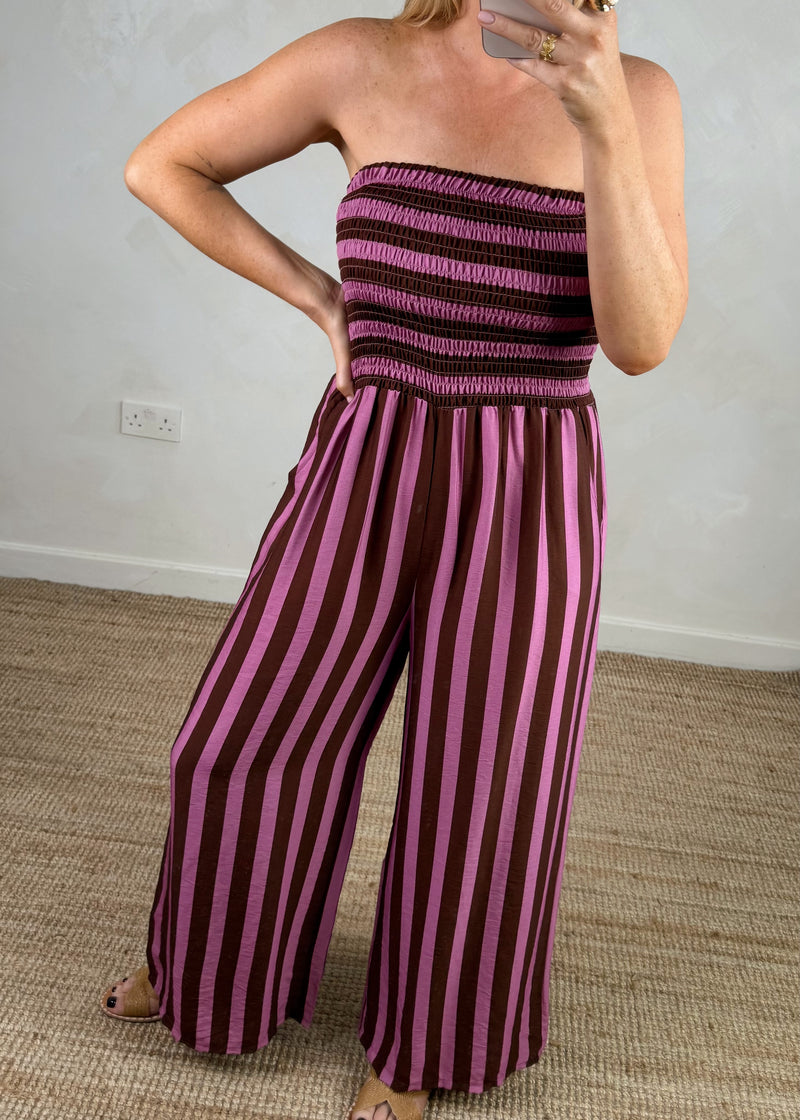 Jolie striped jumpsuit - pink/burgundy-The Style Attic