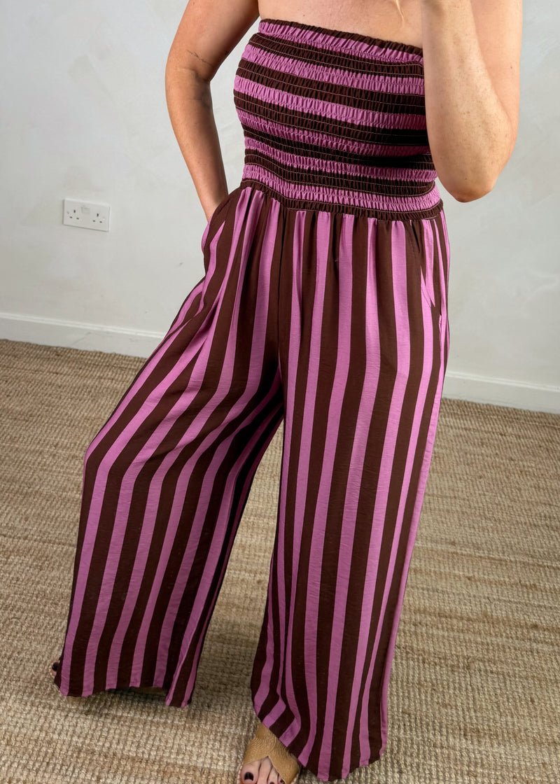 Jolie striped jumpsuit - pink/burgundy-The Style Attic