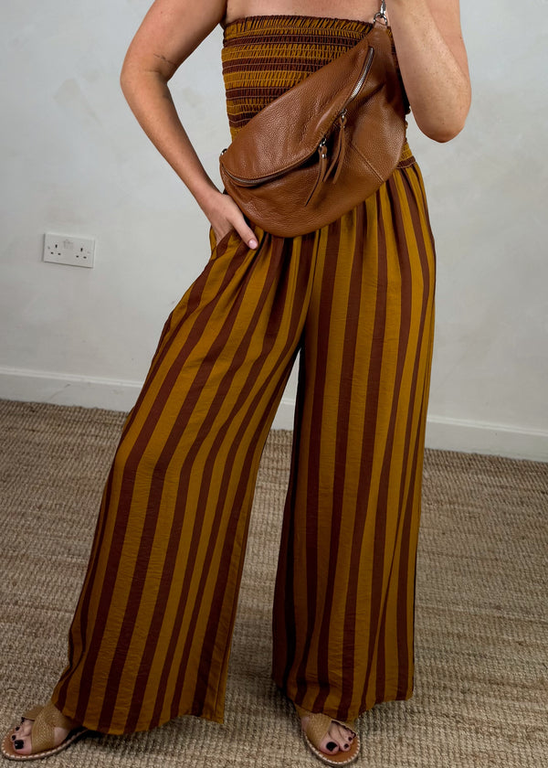 Jolie striped jumpsuit - rust/mustard-The Style Attic