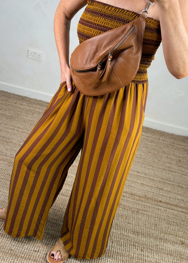 Jolie striped jumpsuit - rust/mustard-The Style Attic