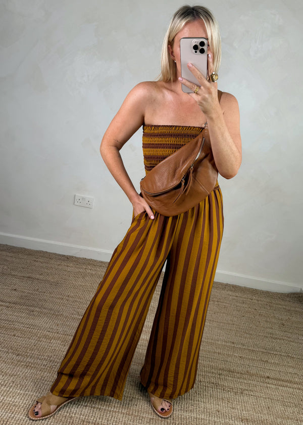 Jolie striped jumpsuit - rust/mustard-The Style Attic