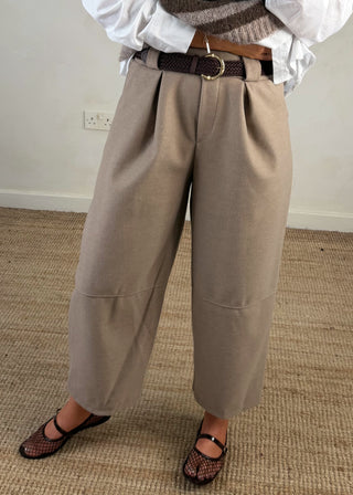 Josie barrel leg trouser - Mocha-The Style Attic