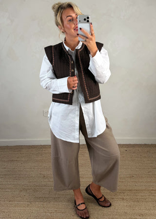 Josie barrel leg trouser - Mocha-The Style Attic
