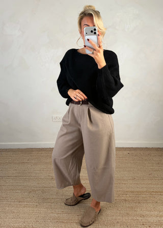 Josie barrel leg trouser - Mocha-The Style Attic