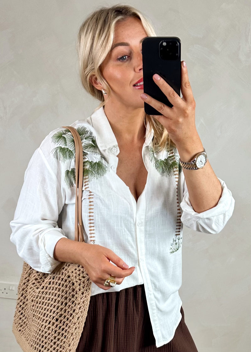 Juliette palm blouse - white-The Style Attic