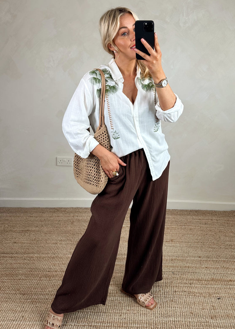 Juliette palm blouse - white-The Style Attic