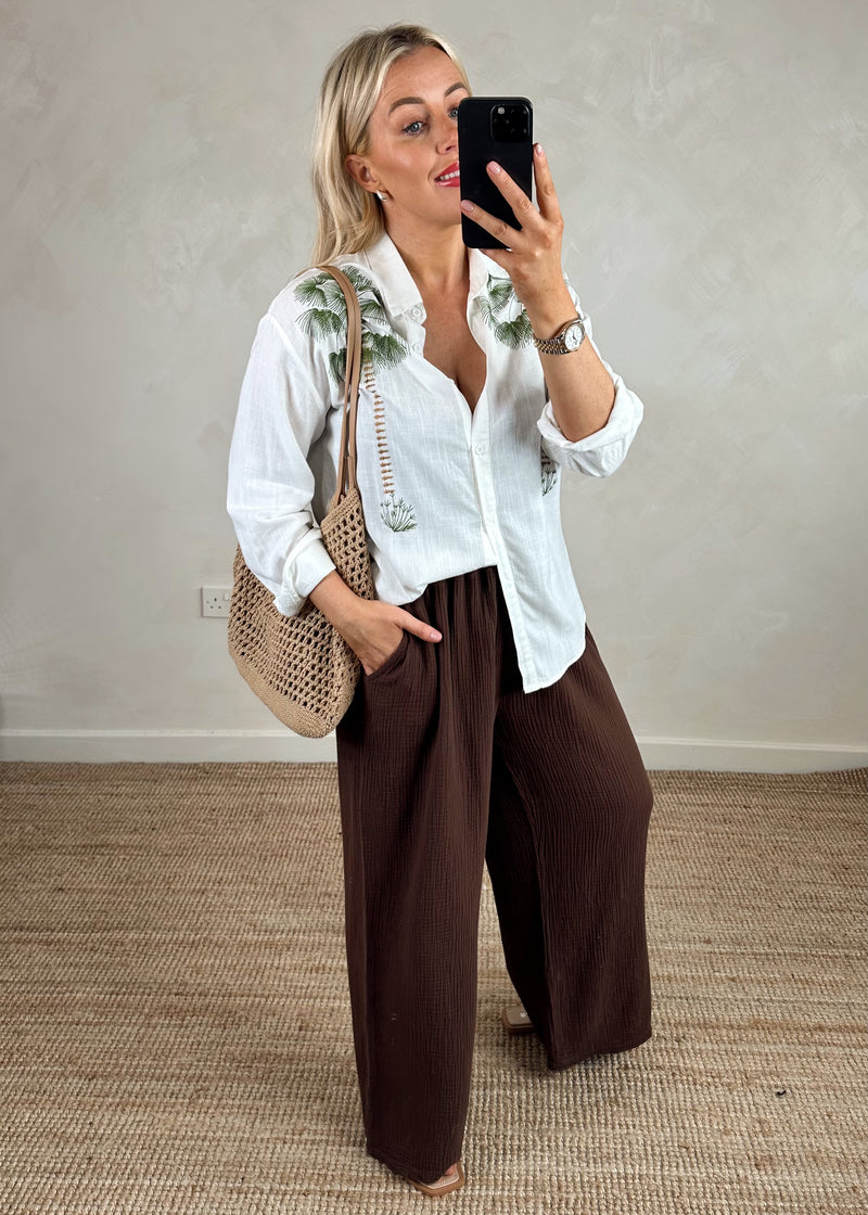 Juliette palm blouse - white-The Style Attic