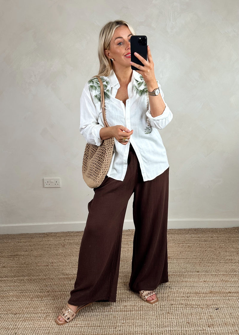 Juliette palm blouse - white-The Style Attic