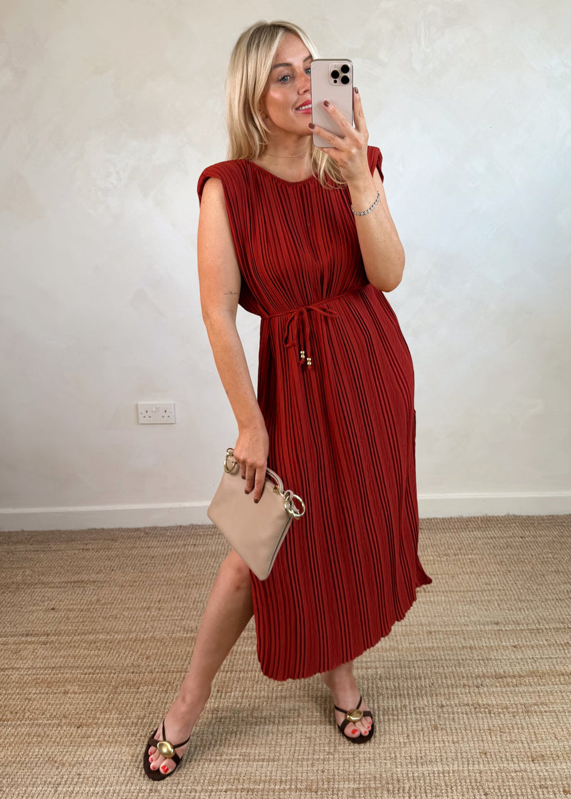 Kayla pleated maxi - rust-The Style Attic