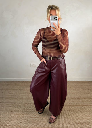 Kelly mesh top - Merlot-The Style Attic