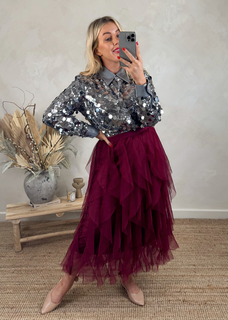 Kelly tulle skirt - Merlot-The Style Attic