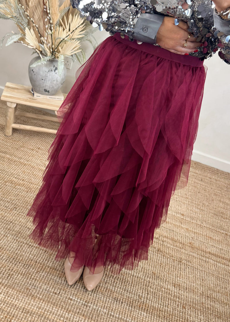 Kelly tulle skirt - Merlot-The Style Attic