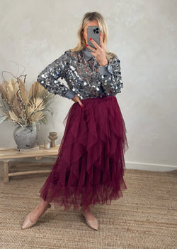 Kelly tulle skirt - Merlot-The Style Attic