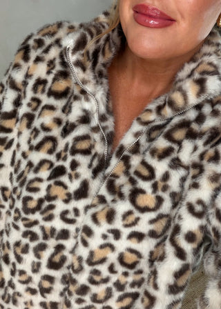 Kelsey Faux fur jacket - Beige animal-The Style Attic