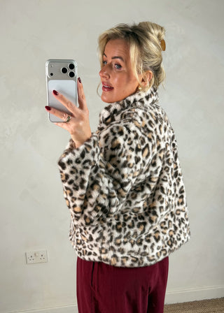 Kelsey Faux fur jacket - Beige animal-The Style Attic
