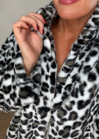 Kelsey Faux fur jacket - Grey animal-The Style Attic