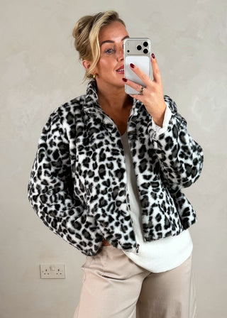Kelsey Faux fur jacket - Grey animal-The Style Attic