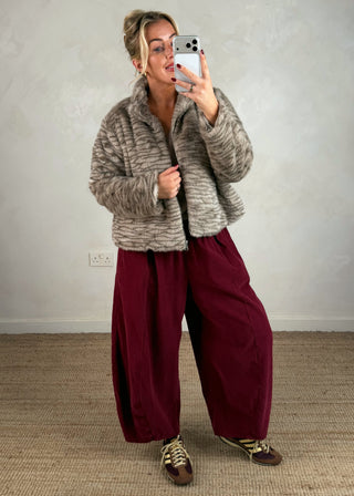 Kelsey Faux fur jacket - Grey tonal zebra-The Style Attic