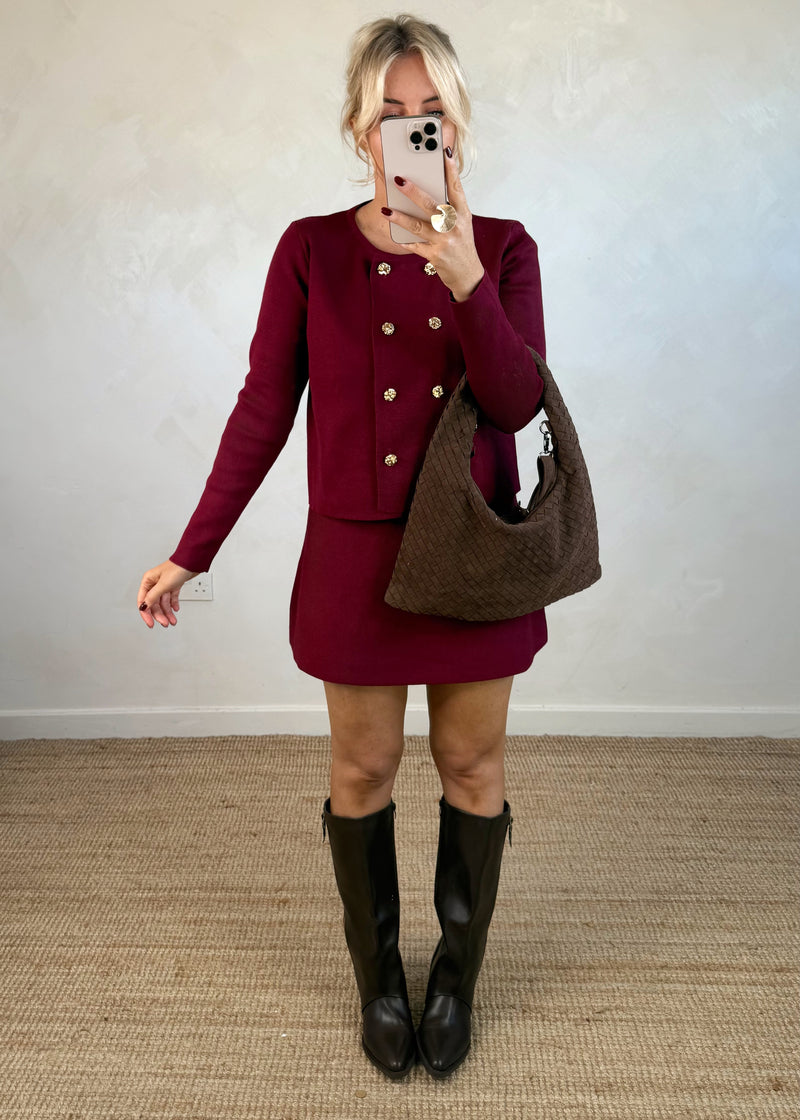 Kennedy knitted co-ord - Merlot-The Style Attic