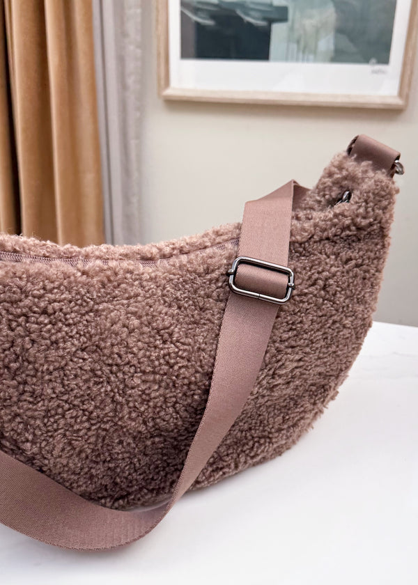 Khan boucle sling bag - chocolate-The Style Attic