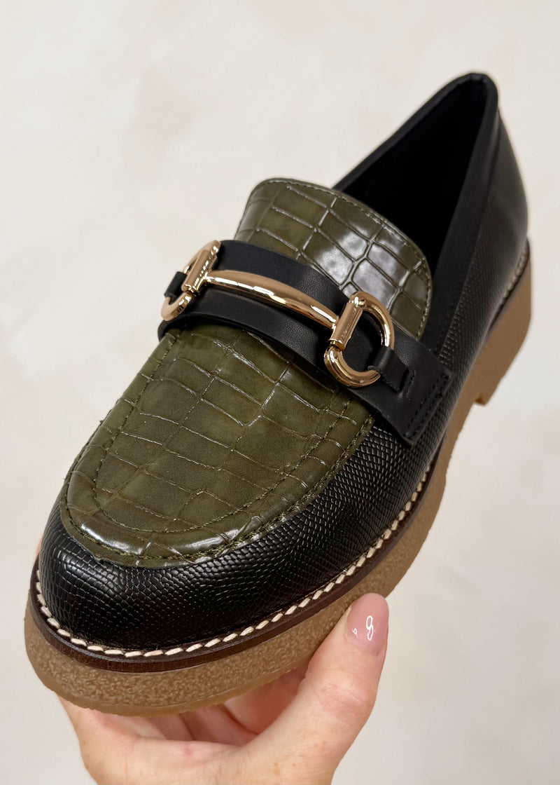 Kimmy snaffle loafer - olive/black-The Style Attic
