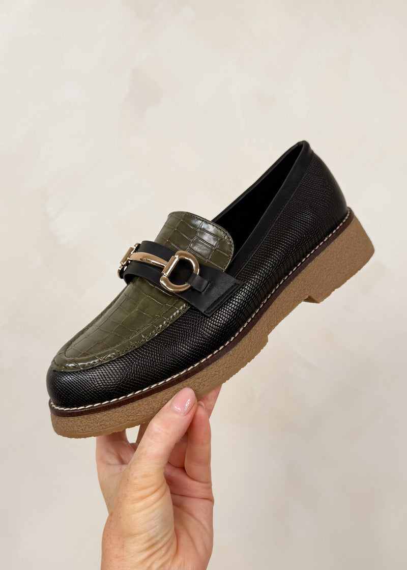 Kimmy snaffle loafer - olive/black-The Style Attic