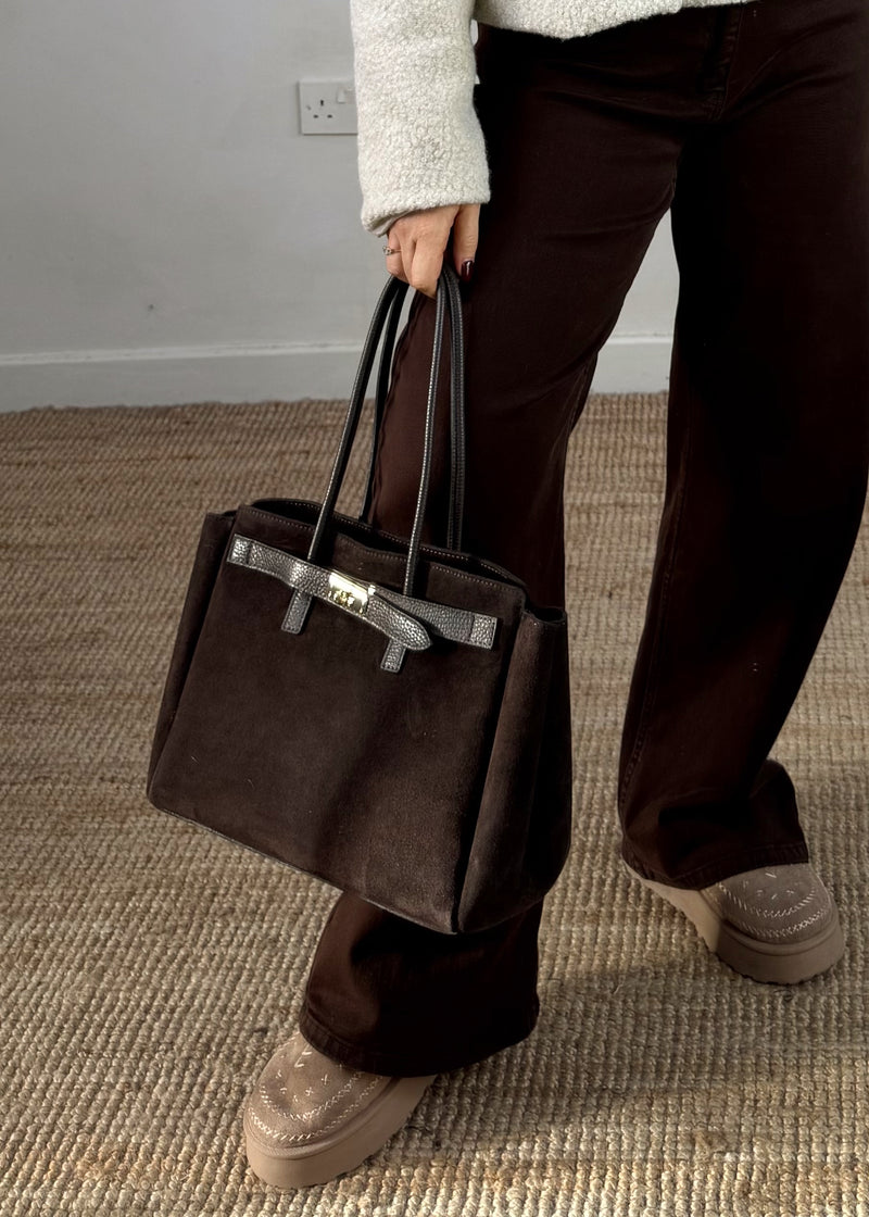 Kinga leather bag - chocolate-The Style Attic