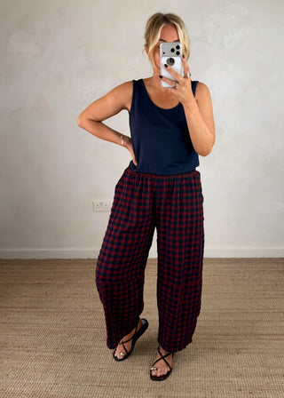 Kit checked barrel leg trouser - four-The Style Attic