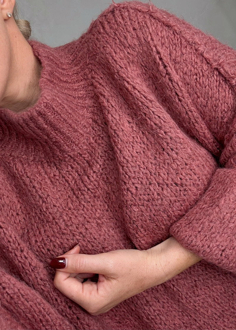 Kurt high neck grunge knit - autumn rose-The Style Attic