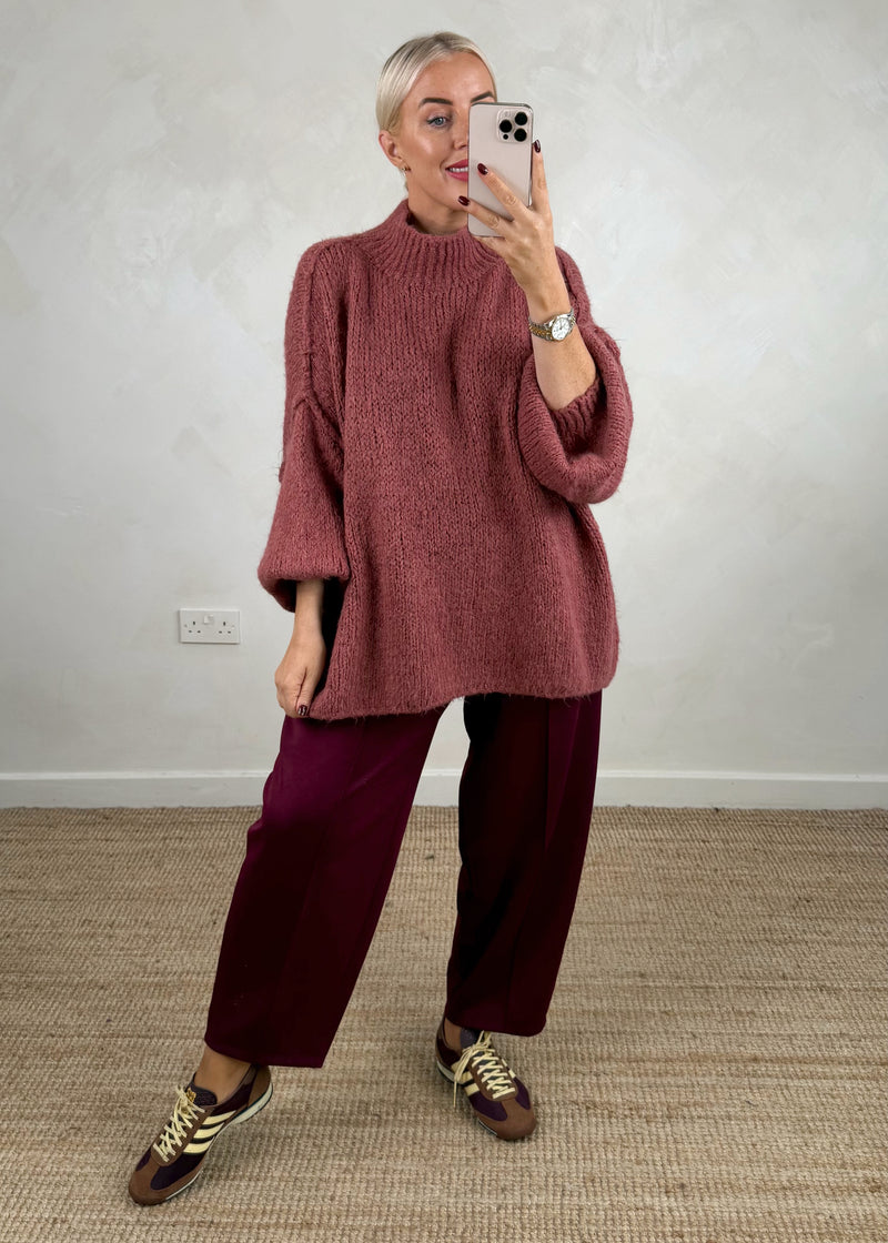 Kurt high neck grunge knit - autumn rose-The Style Attic