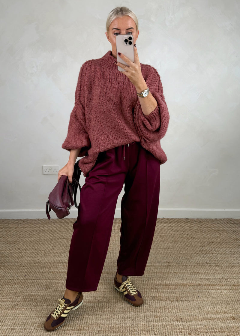Kurt high neck grunge knit - autumn rose-The Style Attic