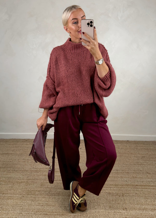 Kurt high neck grunge knit - autumn rose-The Style Attic