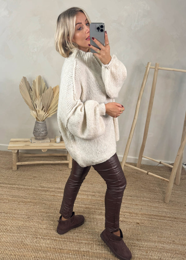 Kurt high neck grunge knit - cream-The Style Attic