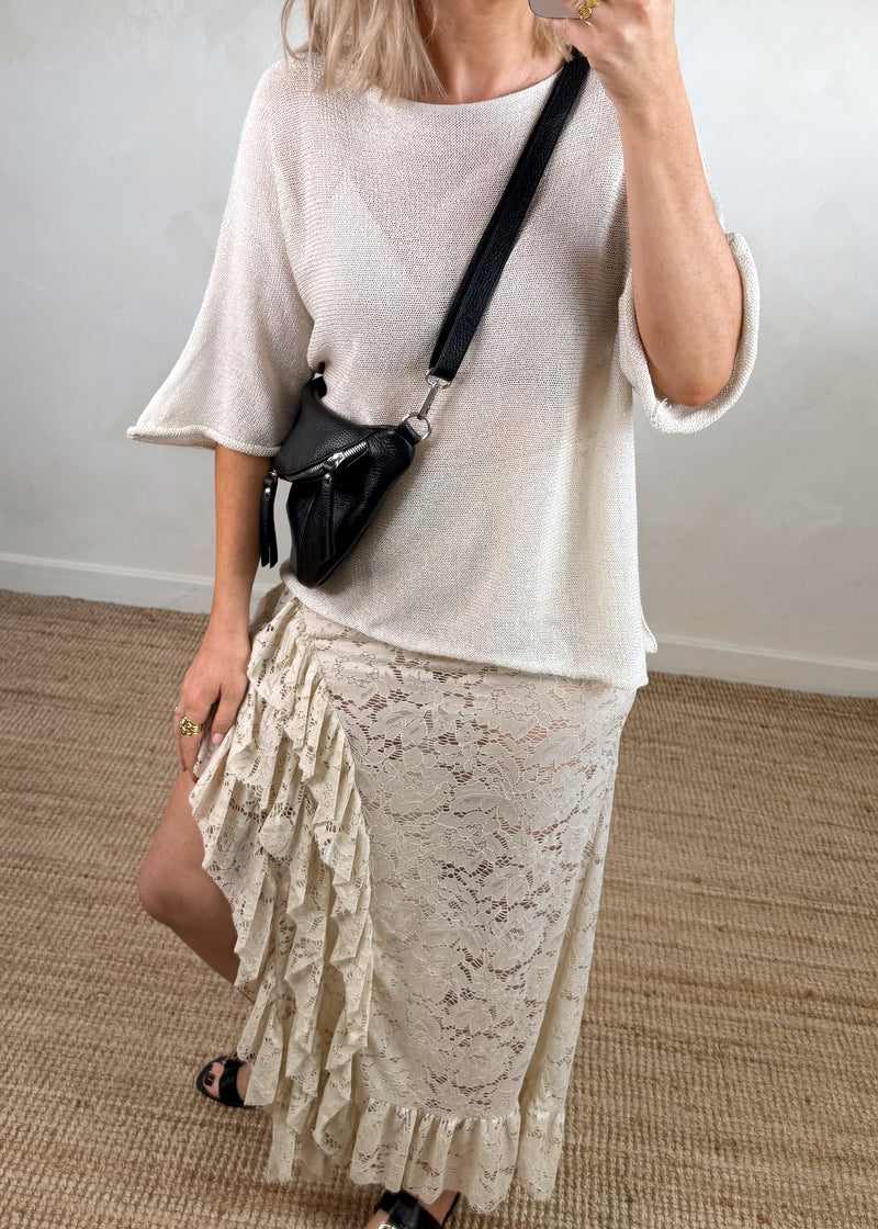 Lace maxi skirt - beige-The Style Attic