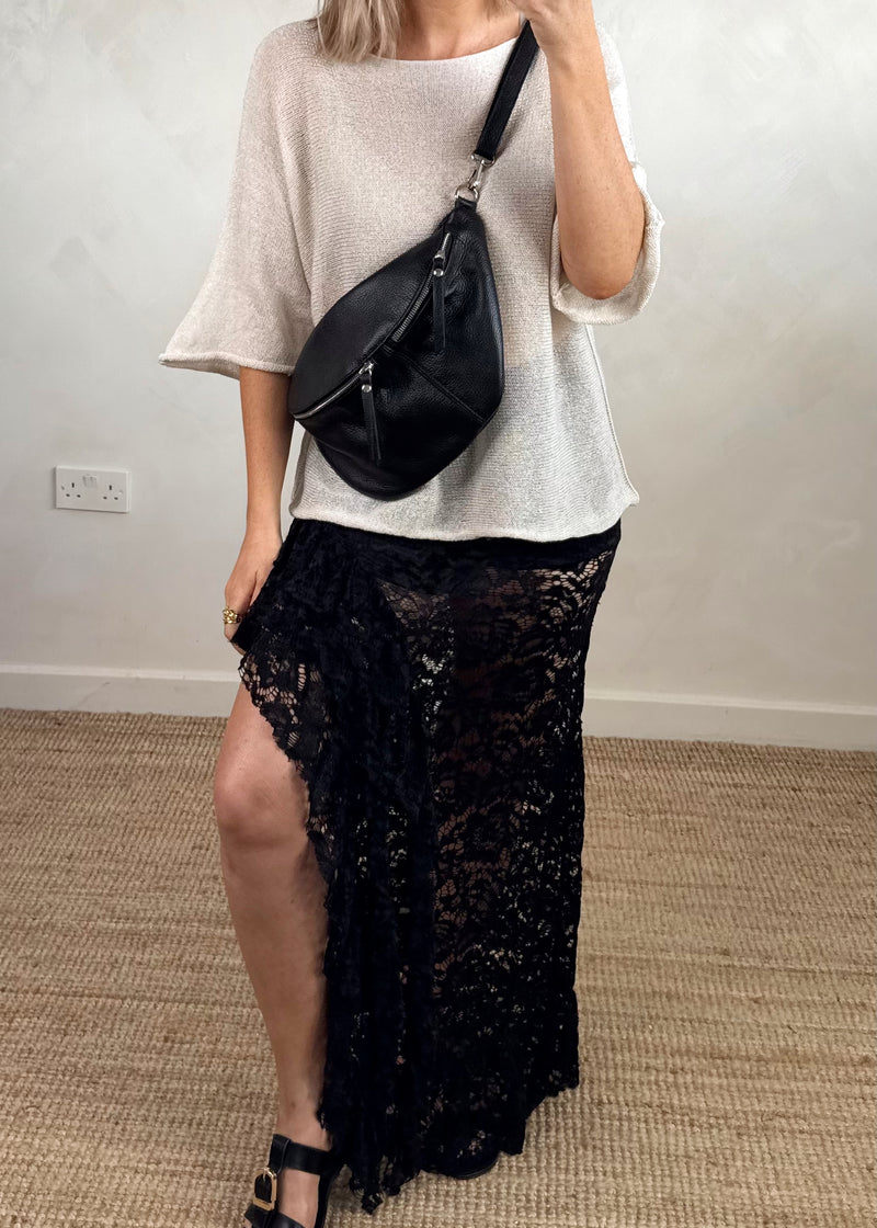 Lace maxi skirt - black-The Style Attic