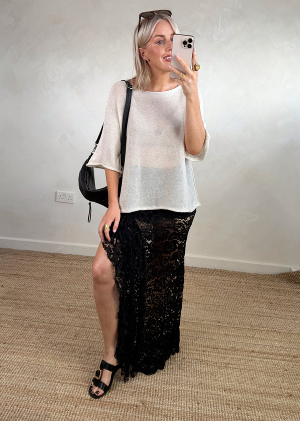 Lace maxi skirt - black-The Style Attic