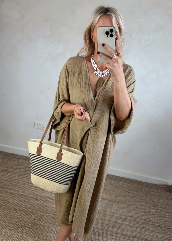 Lauren cheesecloth dress - camel-The Style Attic