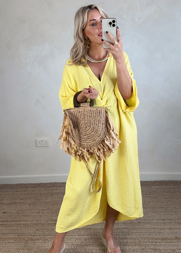 Lauren cheesecloth dress - lemon-The Style Attic