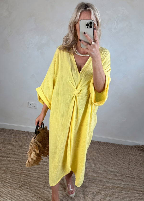 Lauren cheesecloth dress - lemon-The Style Attic
